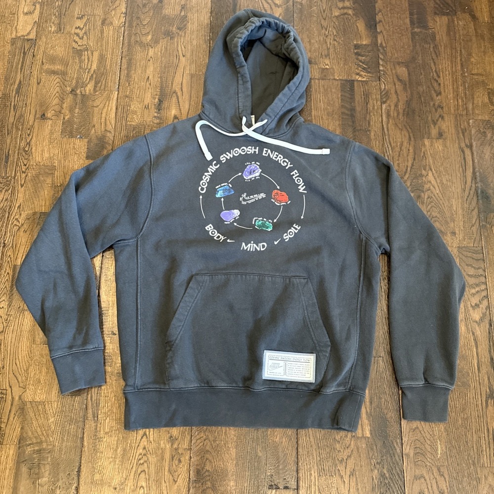 Nike Cosmic Swoosh Energy Flow Sportswear Club Fleece Hoodie Mens Medium Gray